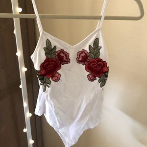 Floral white bodysuit